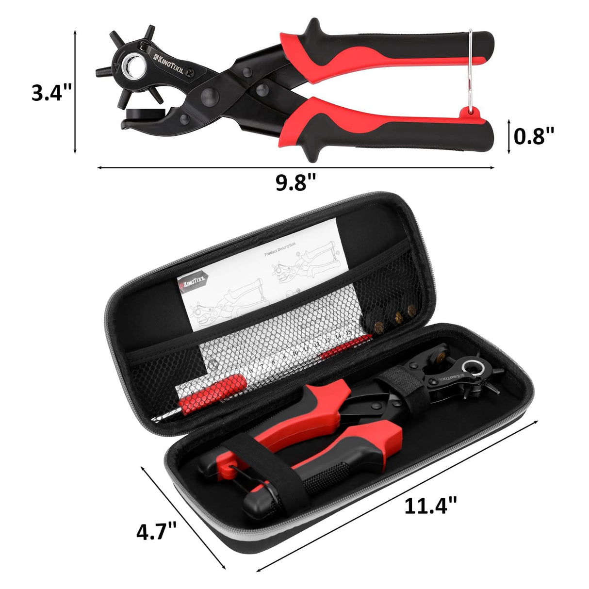 KingTool Leather Hole Punch Set, Super Heavy Duty Rotary Puncher, Multi Hole Sizes Maker Tool KingTool