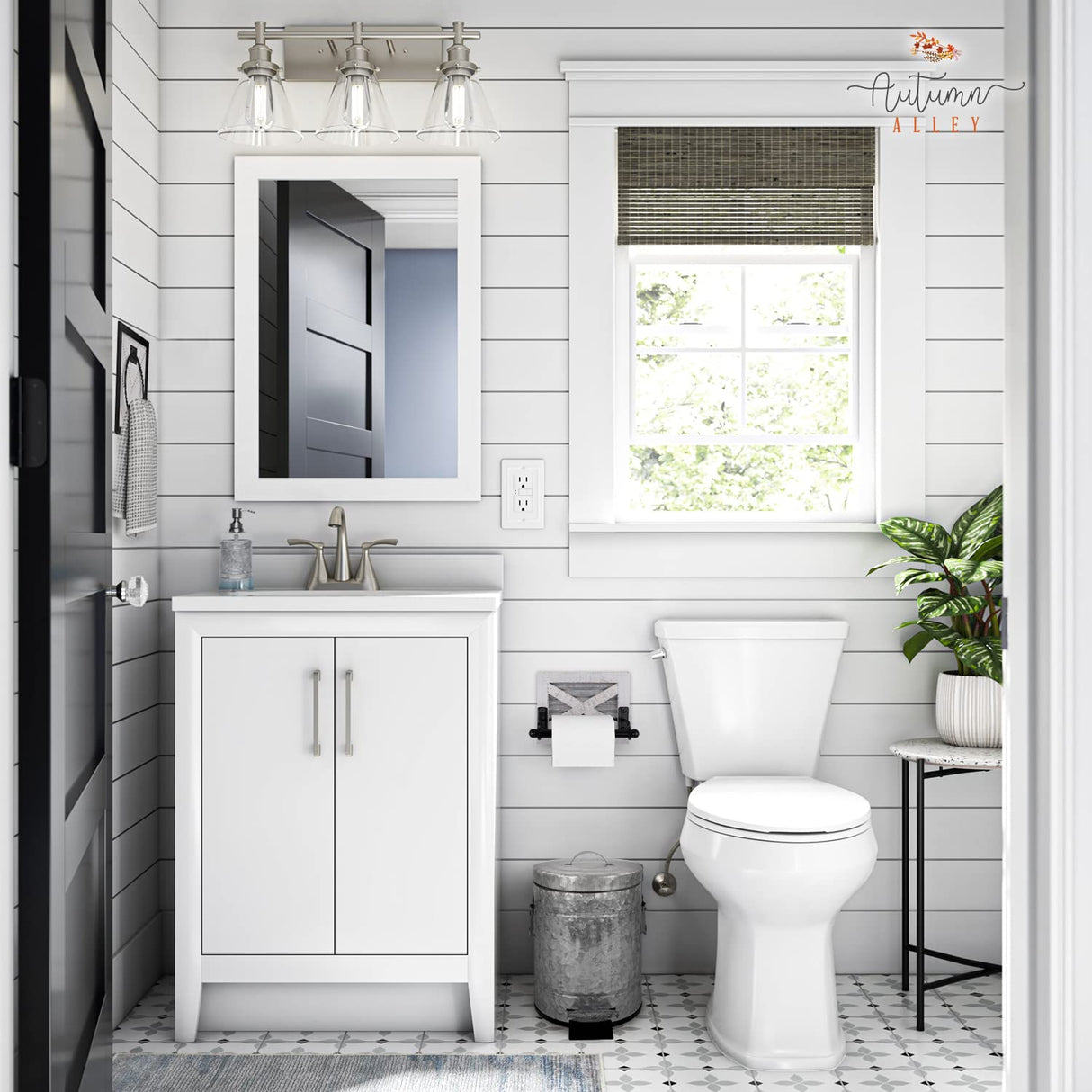 Autumn Alley Rustic Farmhouse Bathroom Trash Can - Pet Proof Galvanized Trash Can with Soft-Close Lid and Pedal for Rustic Bathroom Accessories, Kitchen Waste Basket, Country Home Décor, 5L, 1.3 Gal. Autumn Alley