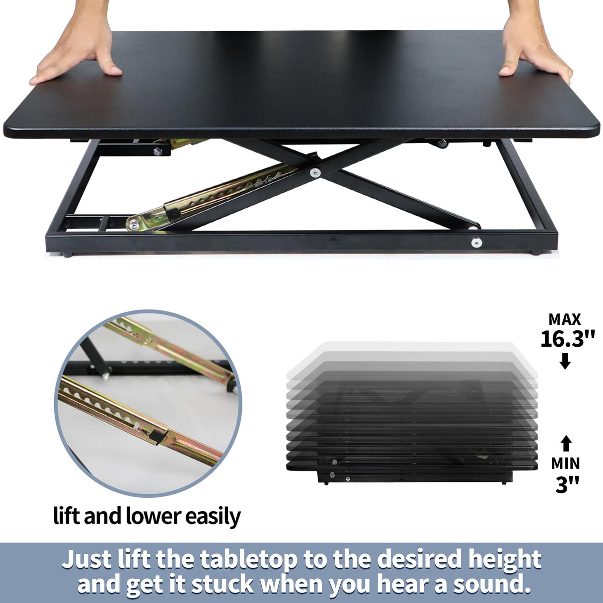 STANDNEE 32in Desk Riser for Standing or Sitting, Standing Desk Converter, Height Adjustable Sit Stand Desk Converter, Fully Assembled Monitor Laptop Riser Workstation for Home Office, Black STANDNEE