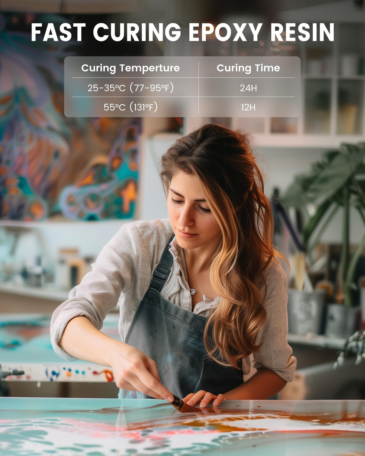 SUNLU Epoxy Resin Kit 48OZ, Crystal Clear Epoxy Resin No Bubble No Yellow, Easy to Mix 2:1 Ratio, Self Leveling Art Resin for Casting, Coating, Jewelry Making, River Table Tops, Gift(32OZ+16OZ) SUNLU