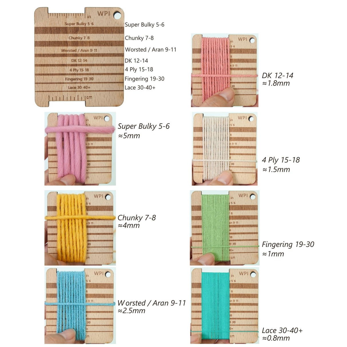 Wood Knitting Gauge Rulers 3 Set Wood Knitting Guage with Yarn Cutter for Sewing Knitting Crafts Lampstop