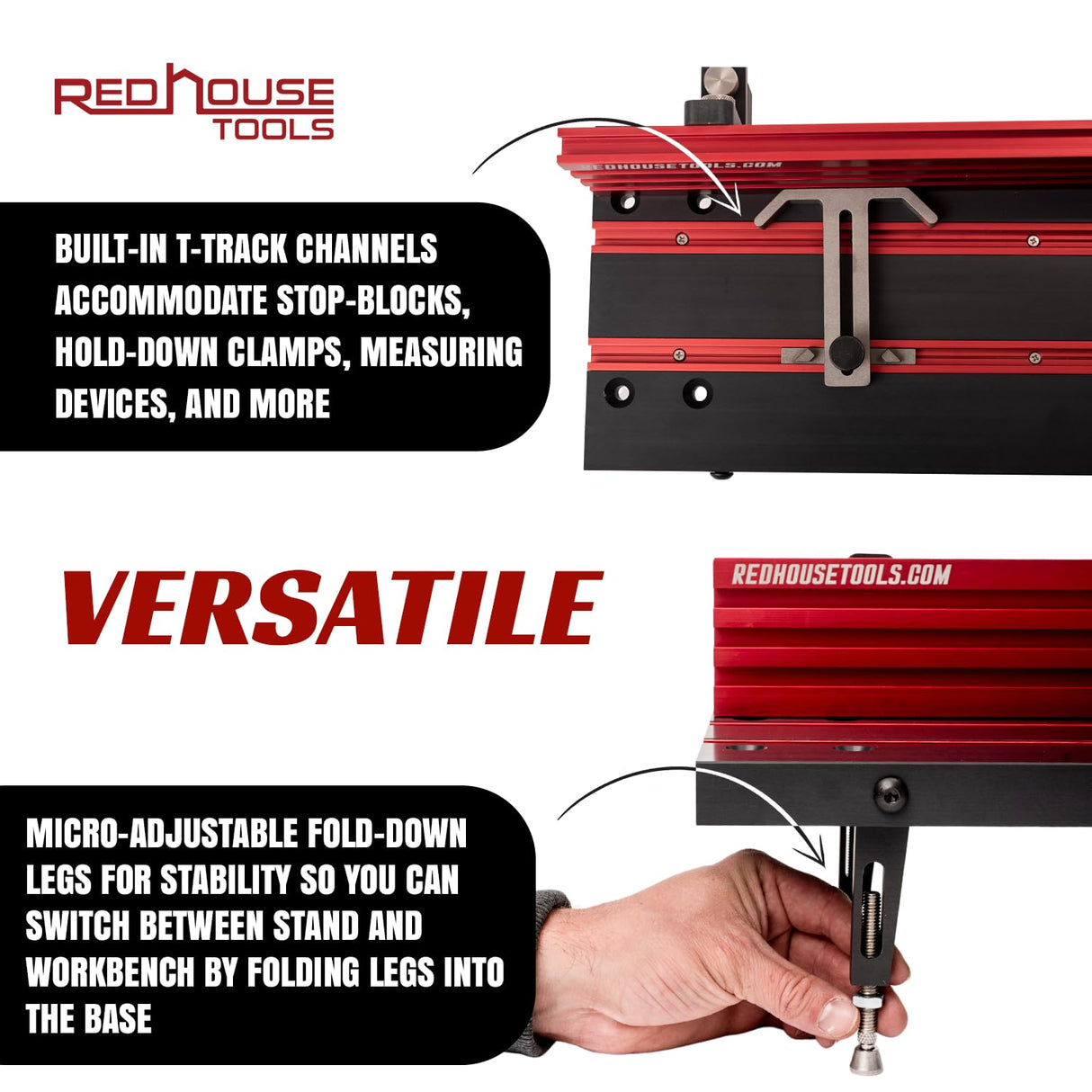 Red House Tools EZ-Wings Basic 4ft Portable Miter Saw Station | Patented Modular Design | for Use with Any Portable Miter Saw Stand or Chop Saw Stand RED HOUSE TOOLS