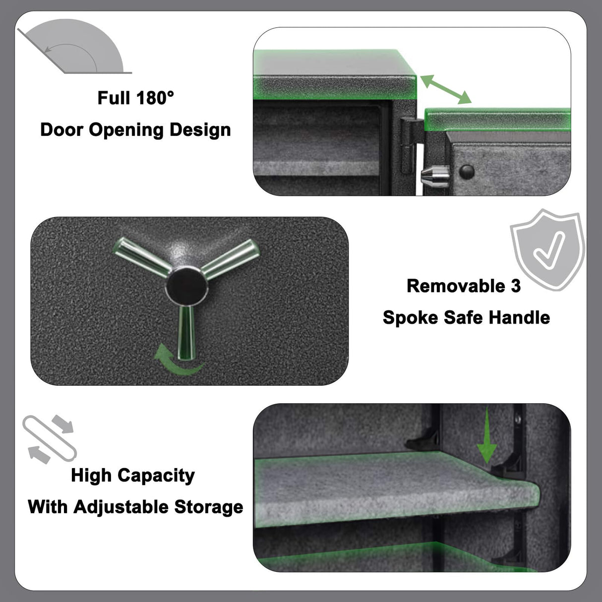 ISLANDSAFE 1200°F 40 Minutes Fireproof and Waterproof Safe Box, Digital Fire Proof Safe with 3 Spoke Detachable Handle, Personal safe for Home Office Money Gun (3.5 Cubic Feet Grey) ISLANDSAFE