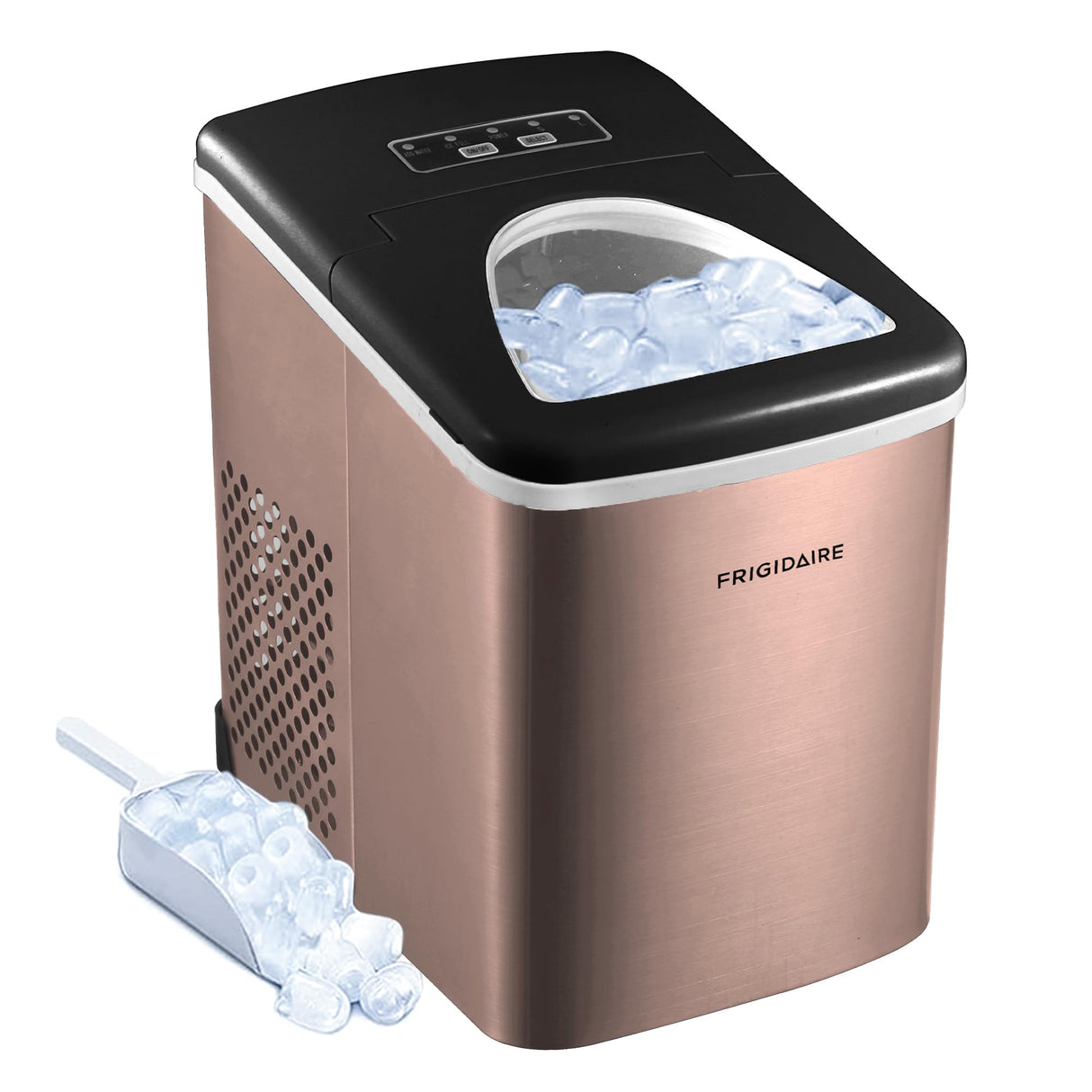 FRIGIDAIRE - Stainless Steel Countertop Ice Maker Machine with 26 lb Capacity | Ice Machine Makes 9 Cubes Every 7-15 Minutes | Portable Ice Maker for Countertop with Ice Shovel & Drain Plug Frigidaire