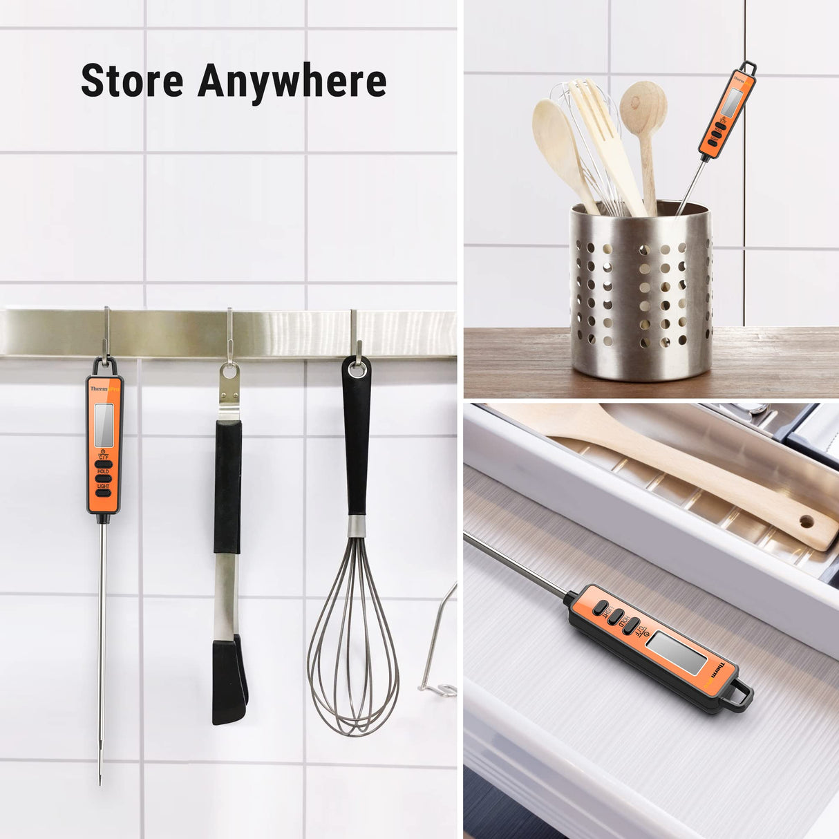 ThermoPro TP01A Digital Meat Thermometer for Cooking Candle Liquid Deep Frying Oil Candy, Kitchen Food Instant Read Thermometer with Super Long Probe, Backlit, Lock Function ThermoPro