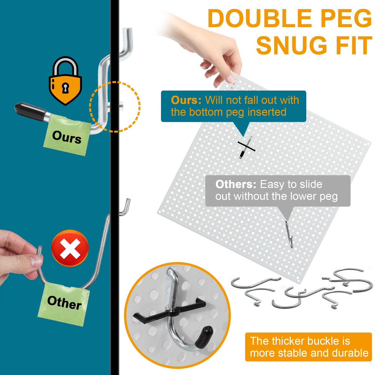 Daanxw 158PCS Metal Pegboard Kit with Hooks for Wall Garage Tools Pegboard Storage System for Garage (Black Box, 4-12X24) Daanxw