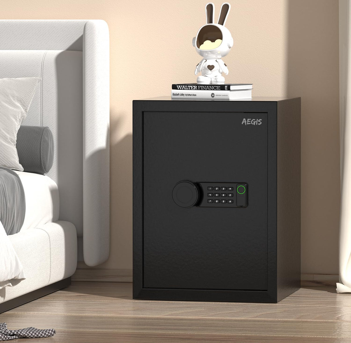 AEGIS Biometric Gun Safe with Silent Mode, 3.7 Cubic Feet Large Quick Access Security Safe with Fingerprint Scanner Money Safe Lock Box for Home Office Hotel AEGIS