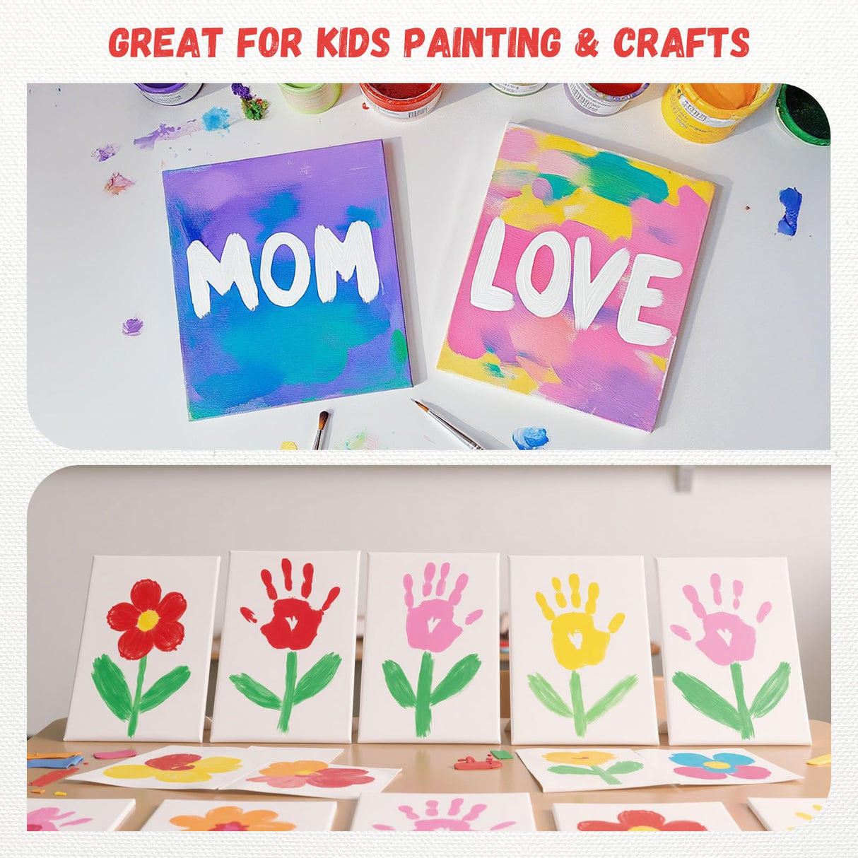 Simetufy Canvas for Painting 32 Pack Paint Canvas Boards for Kids 8pcs of Each 5x7, 8x10, 9x12, 11x14 100% Cotton for Acrylic Watercolor Paint Simetufy