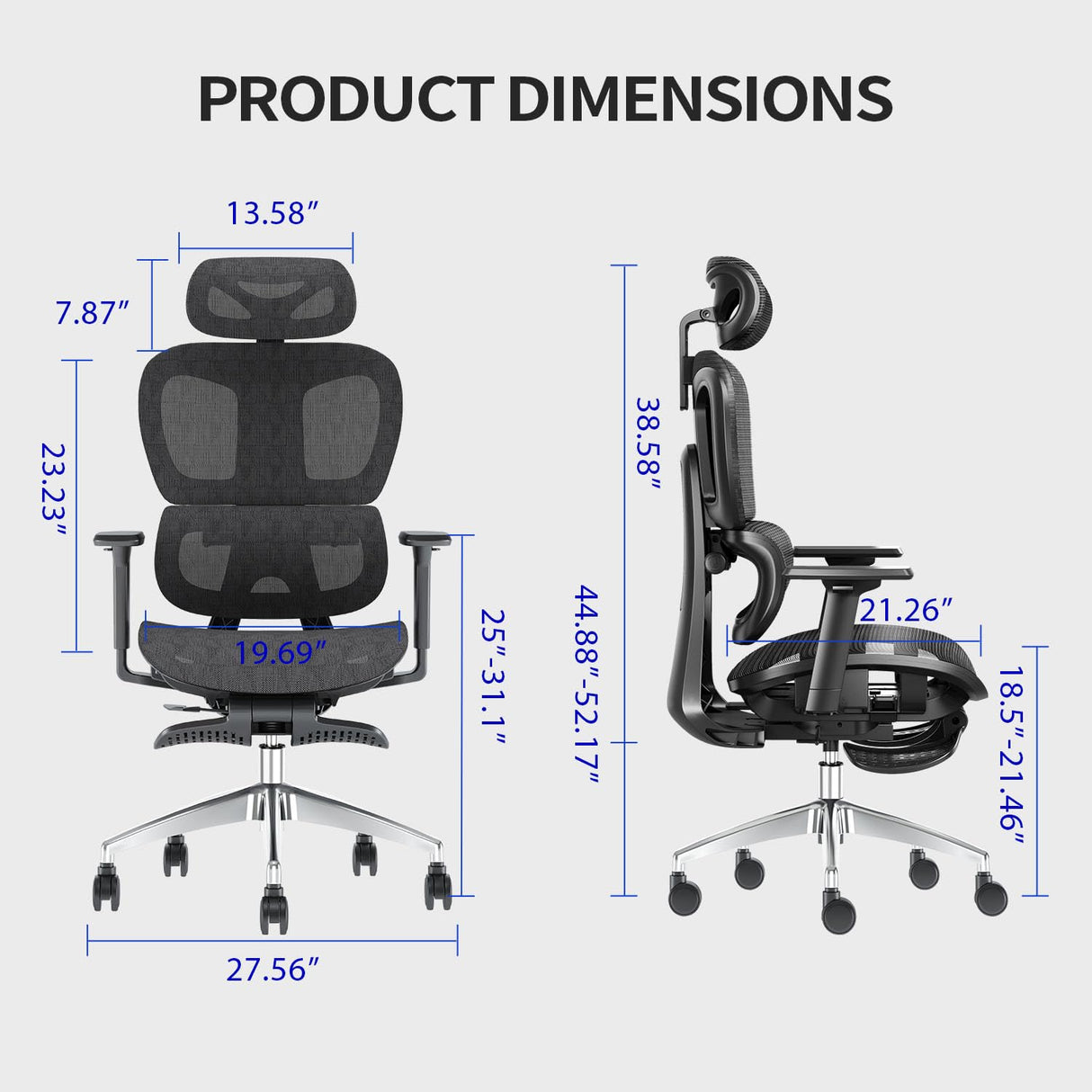 PatioMage Ergonomic Mesh Office Chair with 3D Adjustable Armrest,High Back Desk Computer Chair Ergo3d Ergonomic Office Chair with Wheels for Home & Office Black PatioMage