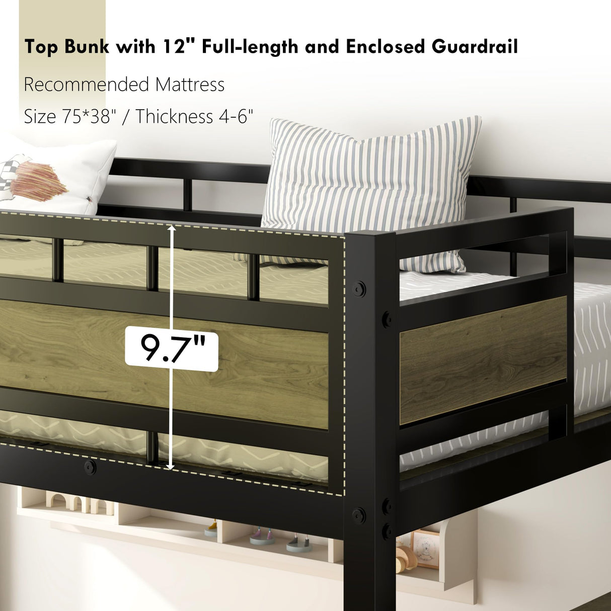 soges Twin Size Metal Loft Bed with Storage Stairs & Drawers,Space-Saving Heavy-Duty Bed Frame for Teens and Junior, No Box Spring Needed, Easy Assembly, Black soges