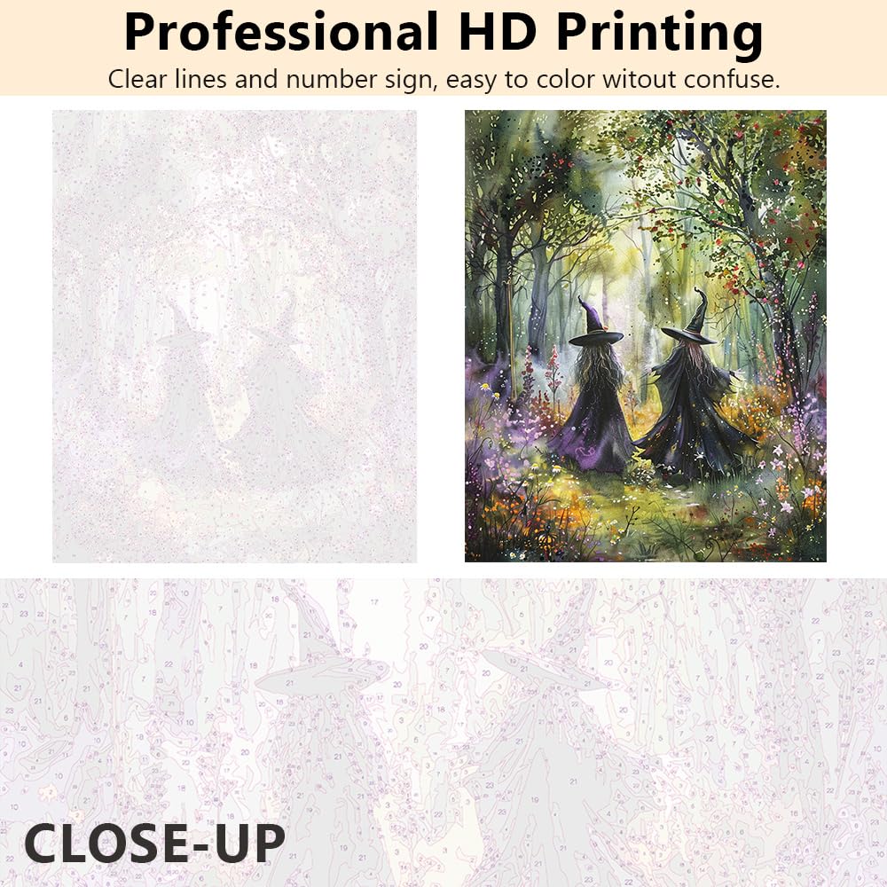 TUMOVO Paint by Number for Adults Two Witch in A Forest Paint Number Kits DIY Acrylic Painting for Adults Witch Paint by Numbers Adults' Paint-by-Numbers Kits Arts Craft for Wall Decor, 16x20 Inch TUMOVO