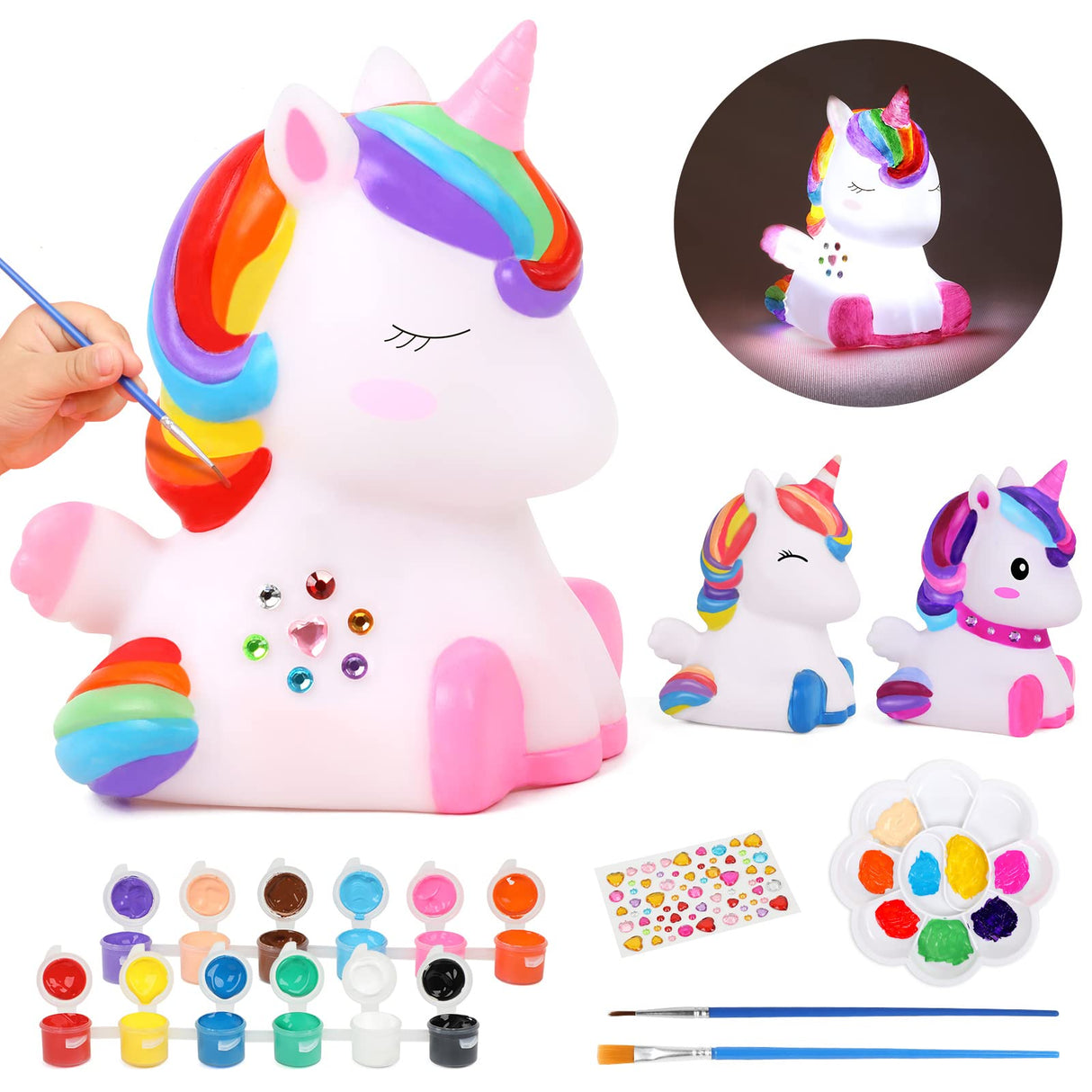 dededa Paint Your Own Unicorn Night Light Art Kit, Arts and Crafts for Kids Ages 4-8,Unicorns Gifts for Girls Painting Kit Unicorn Toys for Kids 4 5 6 7 8 9 10 11 12+ (1Pc) dededa