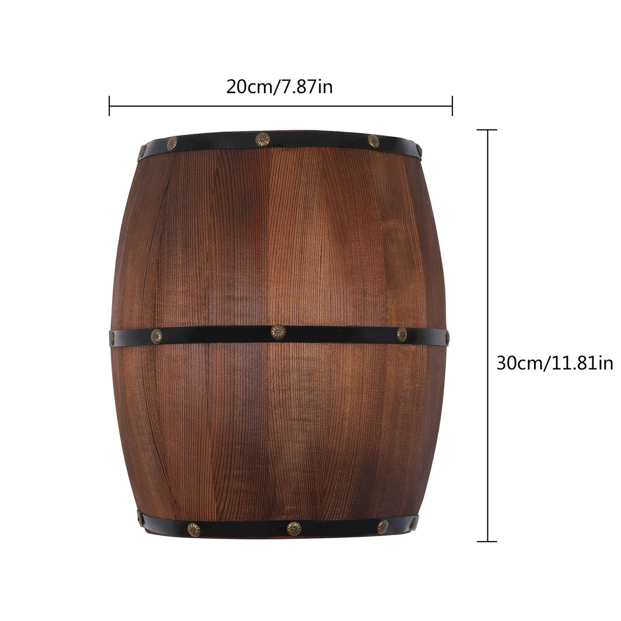 VPABES Rustic Wood Wine Barrel Wall Sconce Lighting Fixture Farmhouse Indoor Wall Mount Lamp for Living Room Kitchen Bars Decoration, 11.8"x7.87" E12 Bulb Base Hardwired VPABES