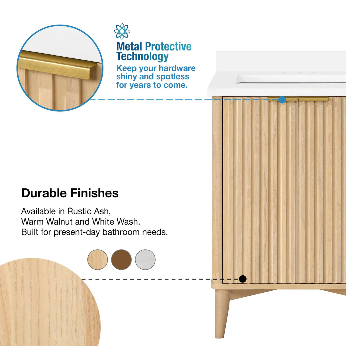 OVE Decors Indy 60 in. Undermount Double Sink Bathroom Vanity with White Engineered Marble Top, Rustic Ash OVE Decors