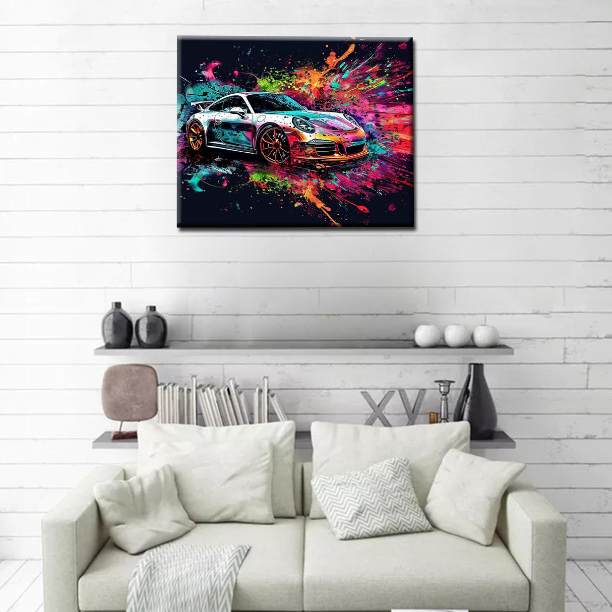 Aihonmin Racing Car Paint by Numbers Kits for Adults Beginners,Car Lovers Digital Oil Painting Kits on Canvas Painting Graffiti Car Set DIY Gift Suitable for Home Wall Decor Frameless 16''W x 20''H Aihonmin