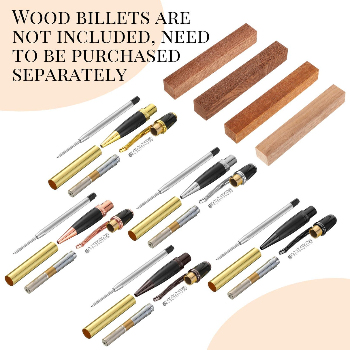 Colarr 20 Pack Woodturning Pen Kit Twist Ballpoint Pen Kit with Refill Copper for DIY Classroom Supplies Teacher Student Friends Gift Colarr