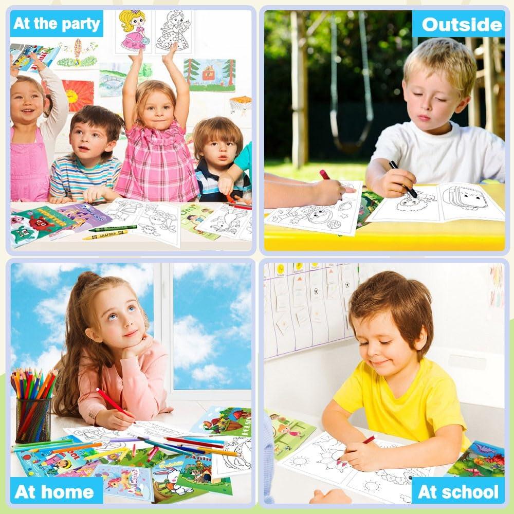 Aannanl 24 Mini Coloring Books Suitable for Kids Ages 2-4 and 4-8,Small Party Gifts,Bulk Birthday Gifts,Gift Bag fillers,School Classroom Activities Include Dinosaurs,Pets,Mermaids,Animal,Princess Aannanl