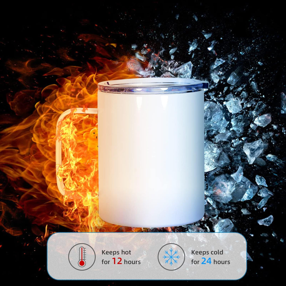 AGH 4 Pack Sublimation Mugs Blanks, 12 oz Stainless Steel Sublimation Coffee Tumbler with Handle and Sliding Lid, Sublimation Tumblers Blanks, Double Walled Vacuum Insulation for Coffee AGH