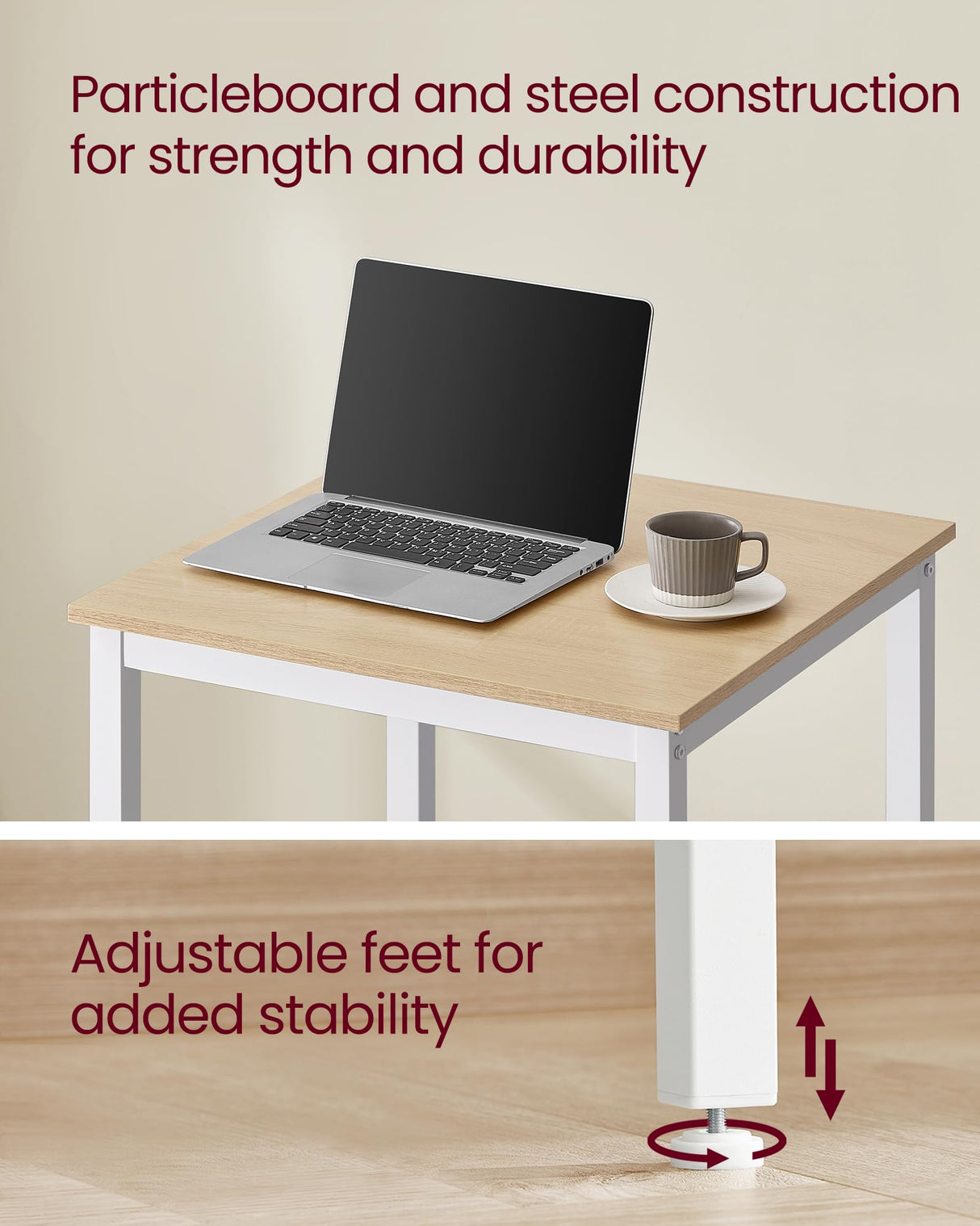 VASAGLE High Top Bar Table – Compact Oak Beige and White Kitchen & Pub Table for Narrow Spaces VASAGLE