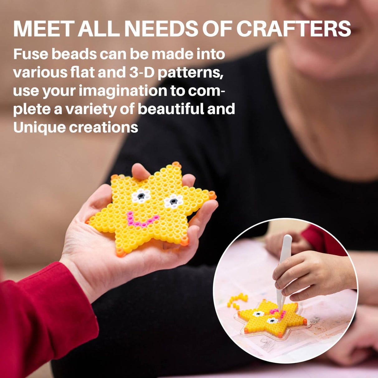 Sukh 5400+Pcs Fuse Beads - Fuse Beads Kit Melty Beads Kit Melting Beads Fuse Beads Bulk Iron Beads for Kids Crafts, Ideal for Boys and Girls Christmas Birthday Gifts Mix 24 Colors 5mm Sukh