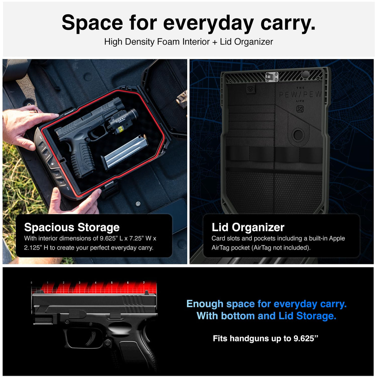 VAULTEK LifePod 20 Full-Size Biometric Lockable Weatherproof Case with Built-in Lock, Steel Security Cable, & TSA Handgun Case or Car Safe, Portable Travel Pistol Safe/Colion Noir Edition VAULTEK