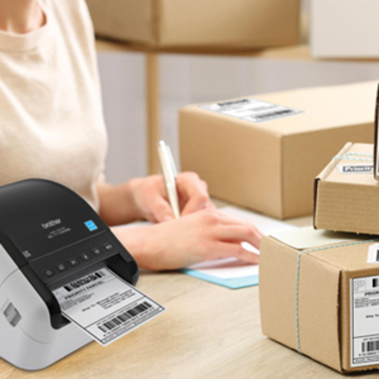 Brother QL-1110NWB Wide Format, Postage and Barcode Professional Thermal Monochrome Label Printer with Wireless Connectivity Brother