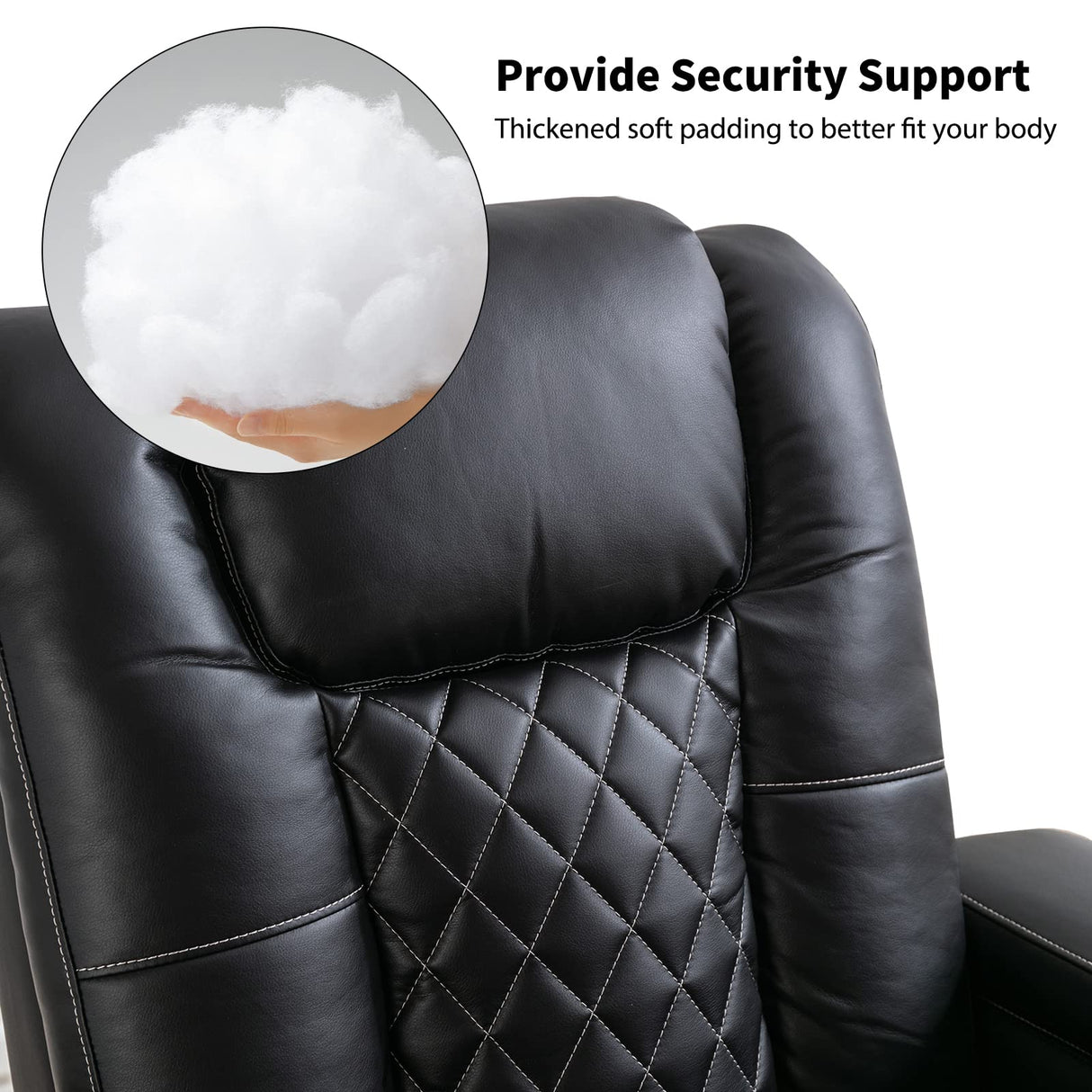 ANJ Electric Power Recliner Chair Soft Leather Reclining with USB Ports and Cup Holders, Black Home Theater Seating with Hidden Arm Storage Movie & Media Room Chairs ANJ