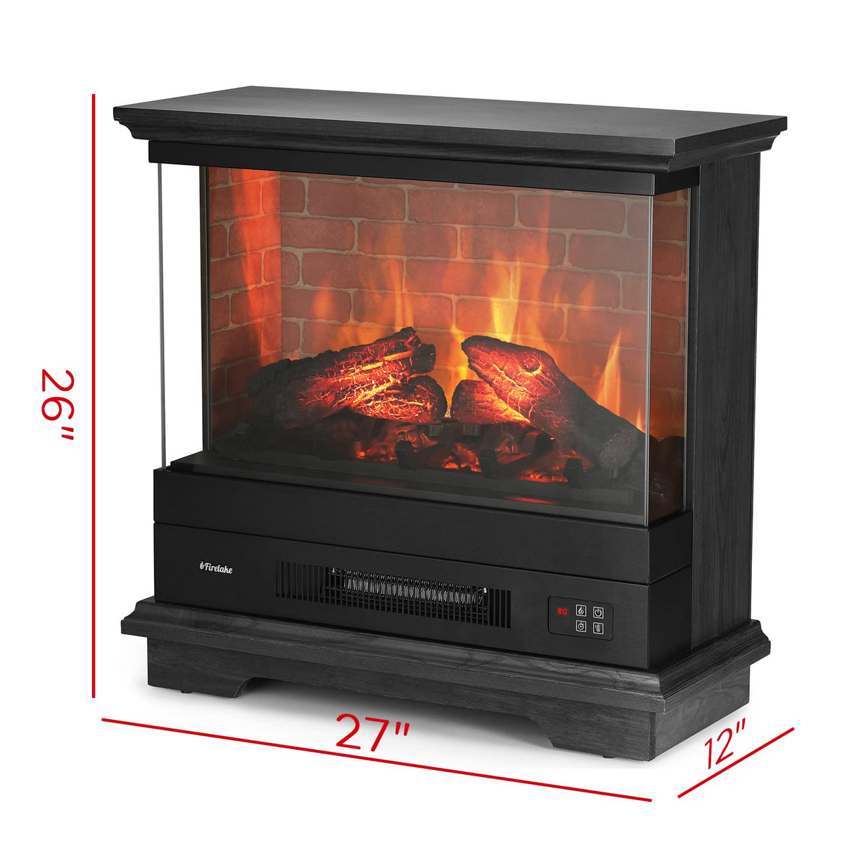 TURBRO Firelake 27-Inch Electric Fireplace Heater - Freestanding Fireplace with Mantel, No Assembly Required - 7 Adjustable Flame Effects, Overheating Protection, CSA Certified - 1400W, Black Walnut TURBRO