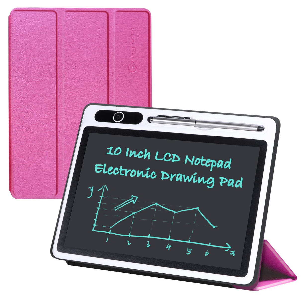 LCD Writing Tablet 10 inch Electronic Handwriting Pad Doodle Board with Leather Protective Case Christmas Birthday Gifts for Kids Adults at Home School Office(Pink) JSJGETYI
