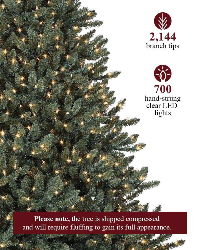 Balsam Hill | 6.5ft Prelit String Lights Clear LED Classic Blue Spruce Artificial Christmas Tree | PVC Needle Foliage | Easy Storage with Storage Bag | Suitable for Indoor Holiday Display Balsam Hill