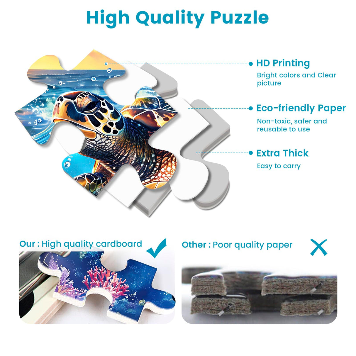 2 Pack Puzzles for Adults 1000 Pieces-Sea Turtle & Dolphins Difficult Jigsaw Puzzles for Adults,Hard Jigsaw Puzzle Decorations DIY Leisure Game Toy Suitable Family Friends(27.5x20 inches) mjyphdm
