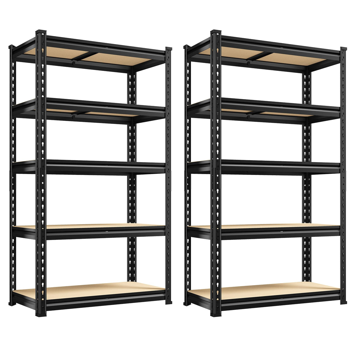 REIBII Set of 2 Storage Shelves 5 Tier Garage Shelving Heavy Duty Adjustable Garage Shelves Load 2000LBS Metal Shelving Units for Storage Warehouse Pantry Closet, 27.6" W x 11.8" D x 60" H REIBII