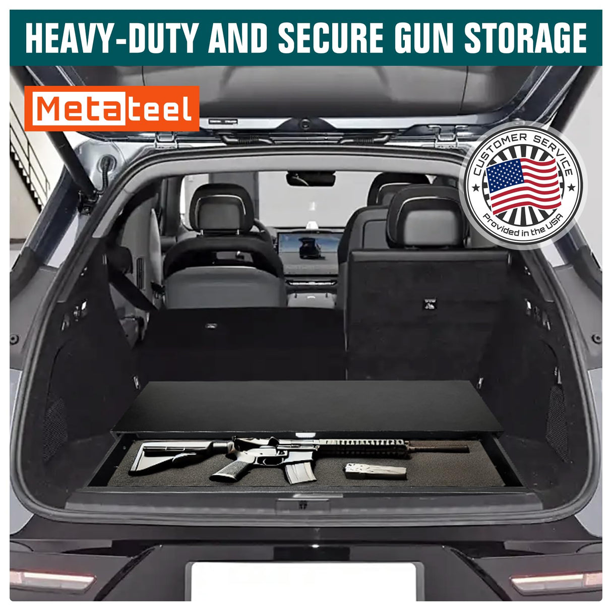 Under Bed Gun Safe Drawer for AR Rifle - Long Storage Case for Car Trunk Gun Storage - Rifle Safes for Home Rifle and Pistols, Horizontal and Vertical Gun Safe | 43.3‘’L x 13.8''W x 5''D Metateel