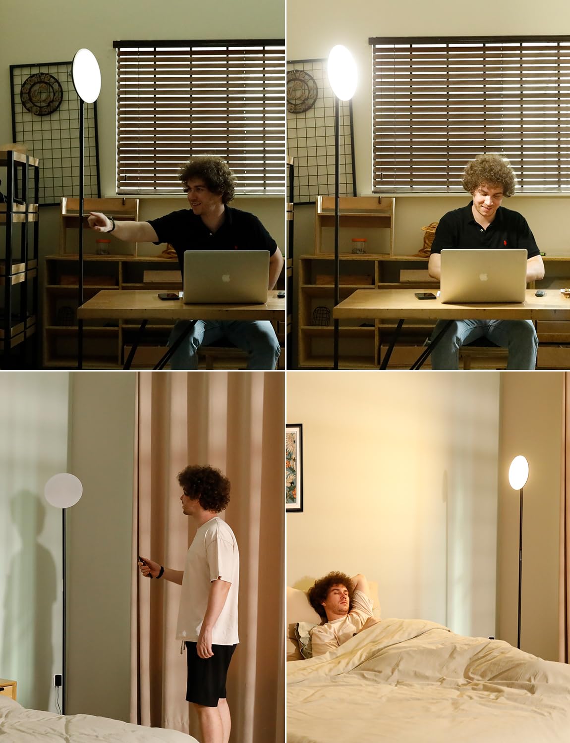 PreeOtti Modern LED Floor Lamp - Remote & Touch Control, 40W/2400LM Sky Torchiere Standing Lamp, Fully Dimmable, 3 Color Temperatures, Ideal for Living Room & Bedroom, Easy to Assemble PreeOtti