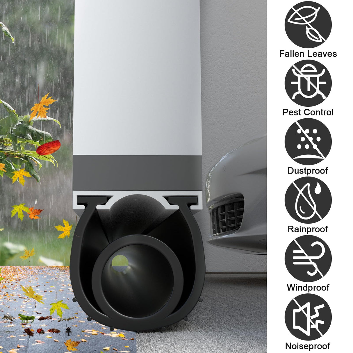 alophoty 10 FT Garage Door Seals Bottom Rubber, Heavy Duty U+O Ring Universal Garage Door Bottom Seal with Pre-drilled Aluminium Track Retainer Base Kit, Rubber Bottom Seals for Garage Doors alophoty