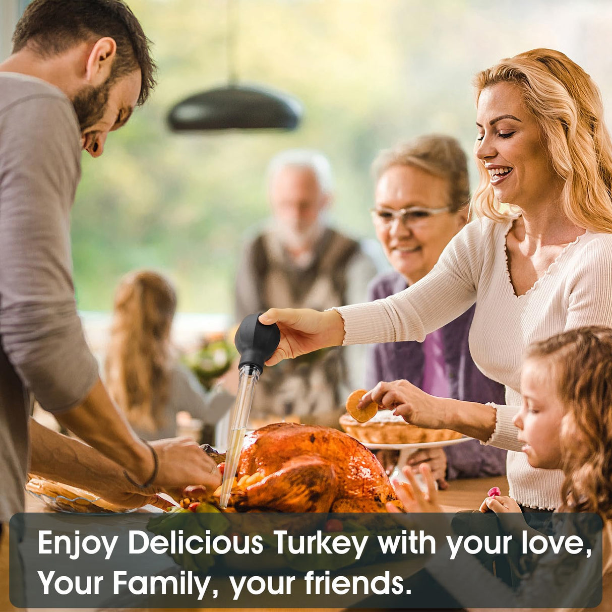 SCHVUBENR Large Turkey Baster with Cleaning Brush - Premium Baster Tool for Cooking - Easy to Use and Clean - Powerful Bulb Baster Syringe - Dishwasher Safe - Flavor Meat Poultry, Beef, Chicken(Black) SCHVUBENR