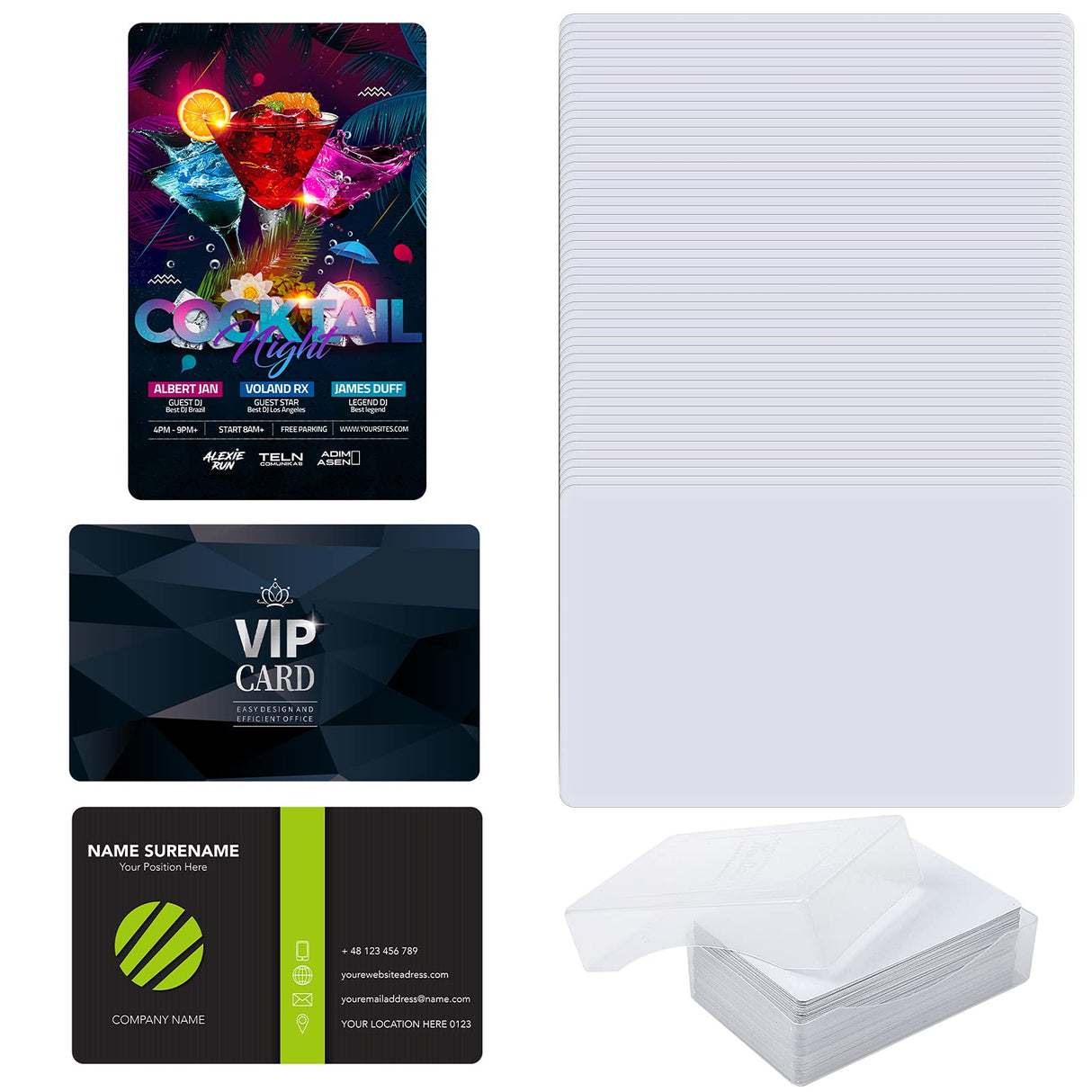 ADXCO 60 Pieces Sublimation Metal Business Cards for Custom Engrave Thickness 0.22 mm Aluminum Blanks Name Card for Office Business Blank DIY Festive Gift Card for Printing, 3.4 x 2.1 Inch ADXCO