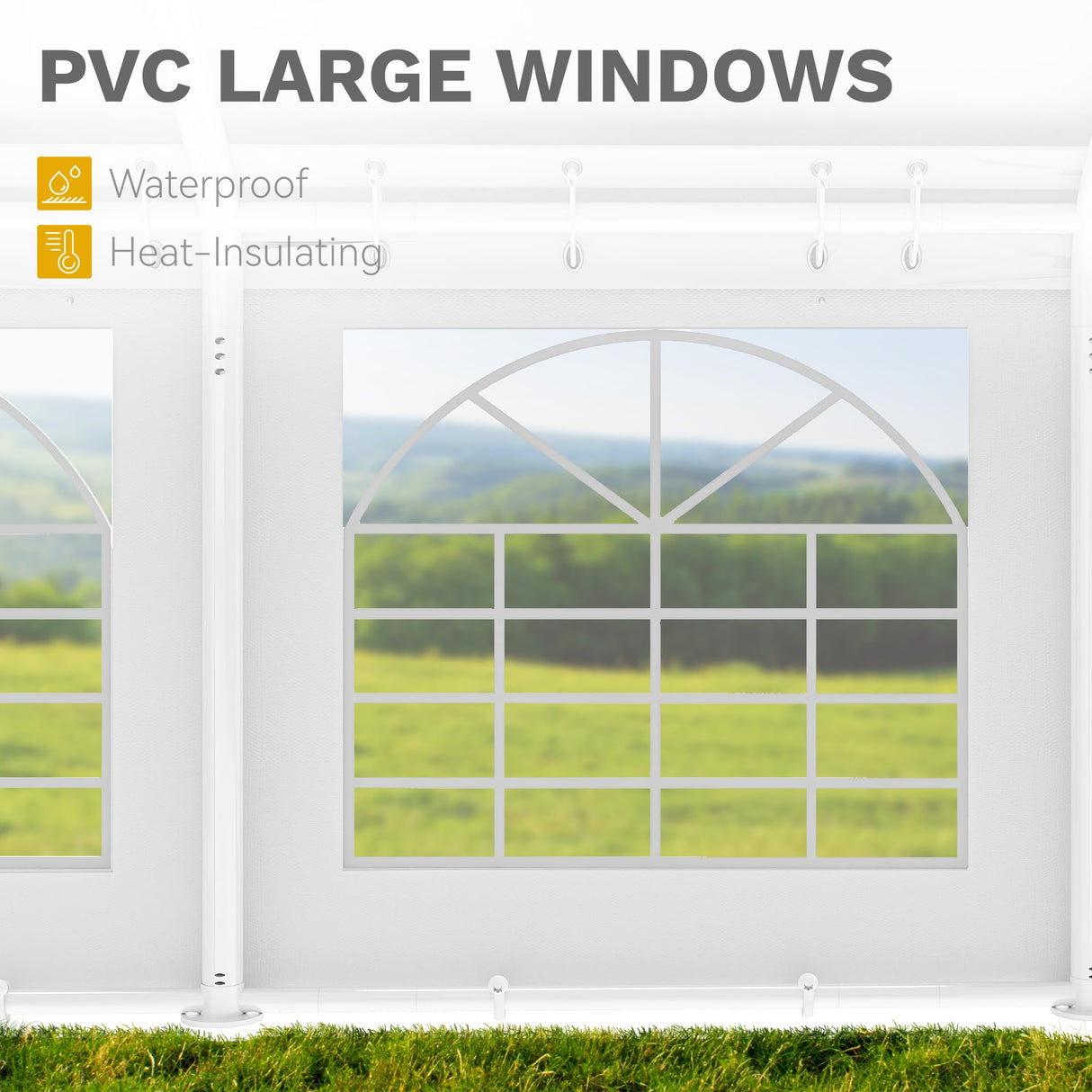 DWVO 20x30FT Large Party Tent Outdoor Heavy Duty Wedding Event Shelters Upgraded Galvanized Canopy with Large White Roof, Removable PVC Sidewalls & 3 Storage Bag DWVO