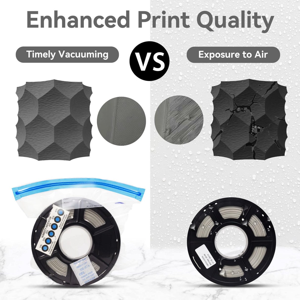 YOOPAI Filament Storage Bags Kit 32 Pcs with Auto Pump, 10 Filament Vacuum Storage Bags Plus 10 Desiccants/Humidity Indicator Cards and 2 Clips, Filament Storage Box Designed for Filament Storage YOOPAI