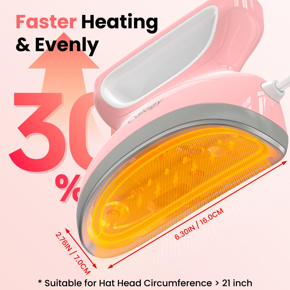 Calogy Hat Press Heat Machine for Caps, Mini Portable Hat Heat Press with Timer, Max 410℉,Precision Temp Control ±5℉, Fast & Evenly Heating Curved Plate for Vinyl Transfer, Sublimation, Iron (Pink) Calogy