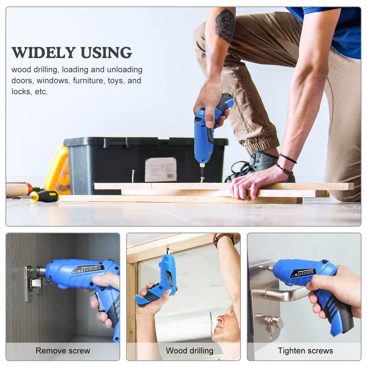 MQFORU Cordless Screwdriver, 47 in 1 Electric Screwdriver, Rechargeable 3.6V Portable Cordless Drills Kit, Dual Position Handle with USB Cable LED Light for Home Office DIY Tools MQFORU