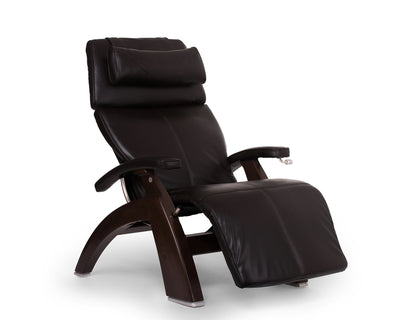 Perfect Chair Human Touch PC-420 Classic Manual Plus Series 2 Dark Walnut Wood Base Zero-Gravity Recliner - Espresso Premium Leather