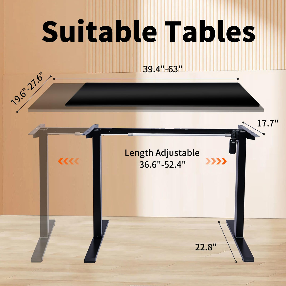 NICECOZY Electric Standing Computer Desk Frame, Height Adjustable Table Legs, Sit Stand Desk Legs for Home and Office (Black Frame Only) NICECOZY
