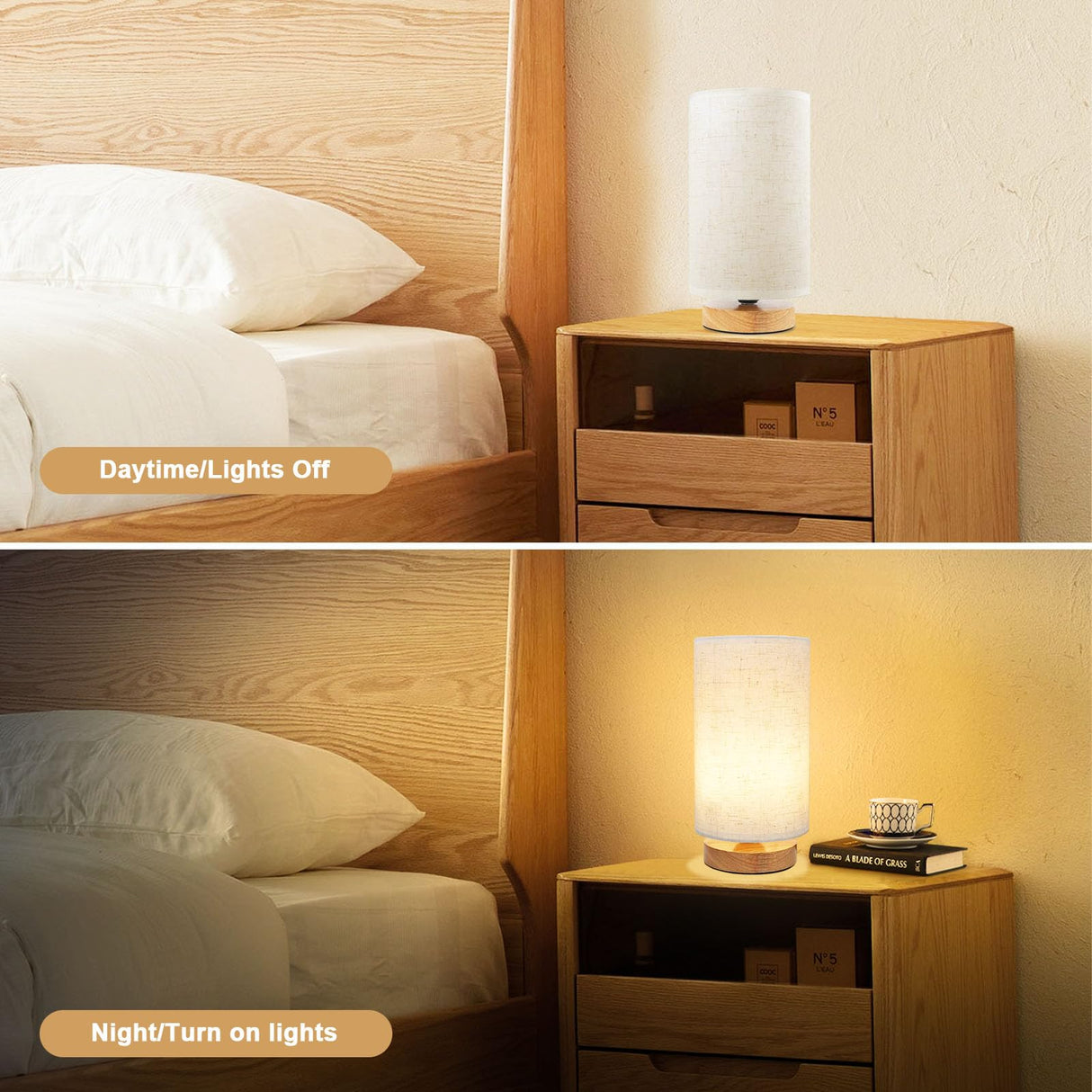 Table Lamp for Bedroom - Small Beside Touch Lamps for Night Stands Home Office - Minimalist Design Warm Light Mini Boho Lamp - Fits in Kids,Living,Nursey Room,College Dorm - Awesome Gift Choice UCHENTON