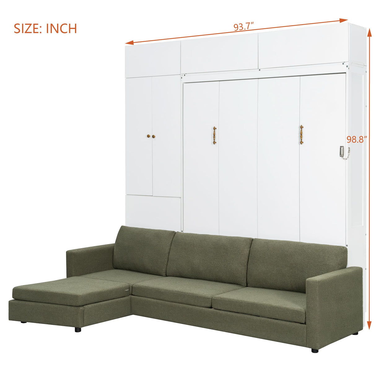 Harper & Bright Designs Queen Size Murphy Bed, Wall Bed with Sofa and Shelves, Green Harper & Bright Designs