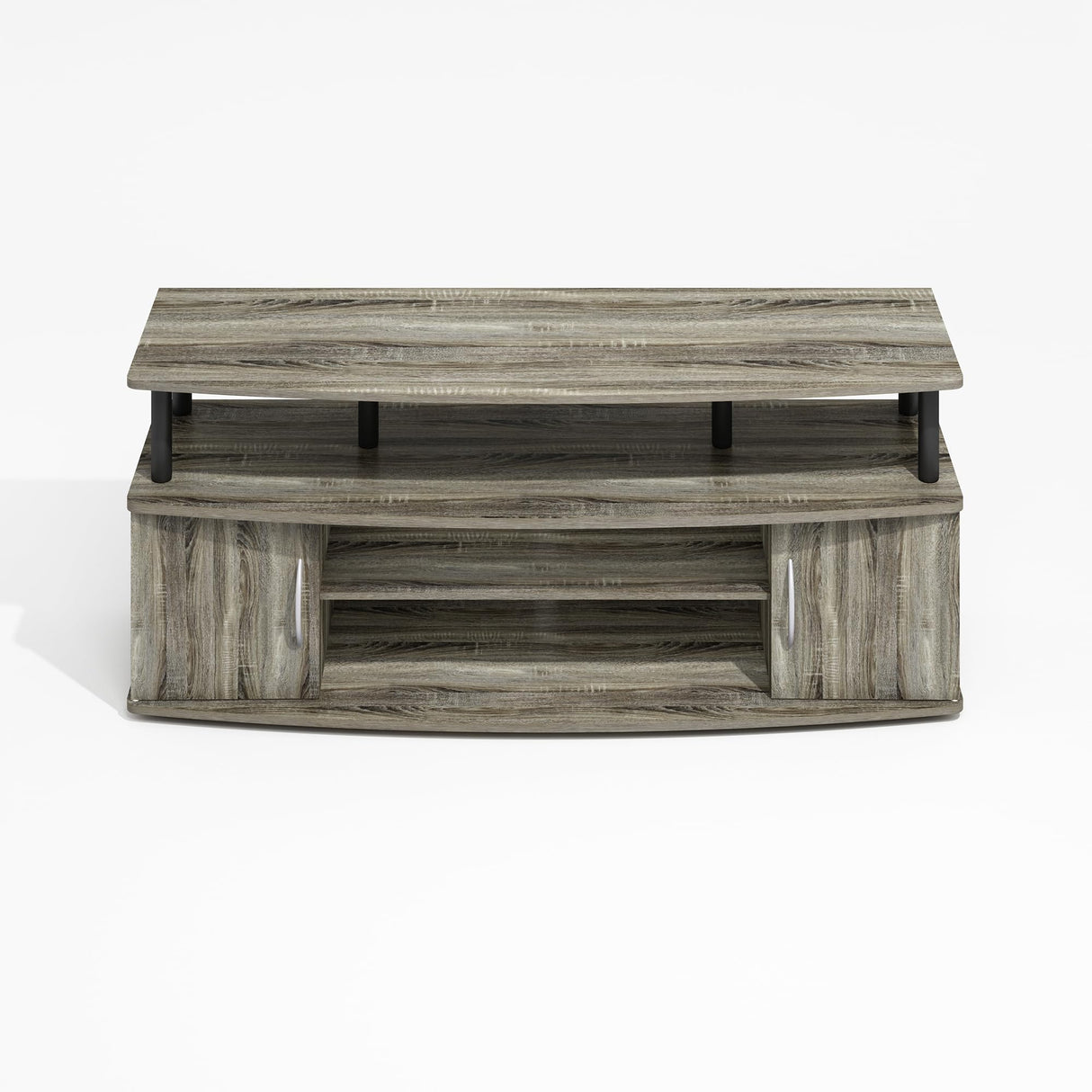 Furinno Jaya Large Entertainment Center Hold up to 55-in TV, Grey Oak/Black Furinno