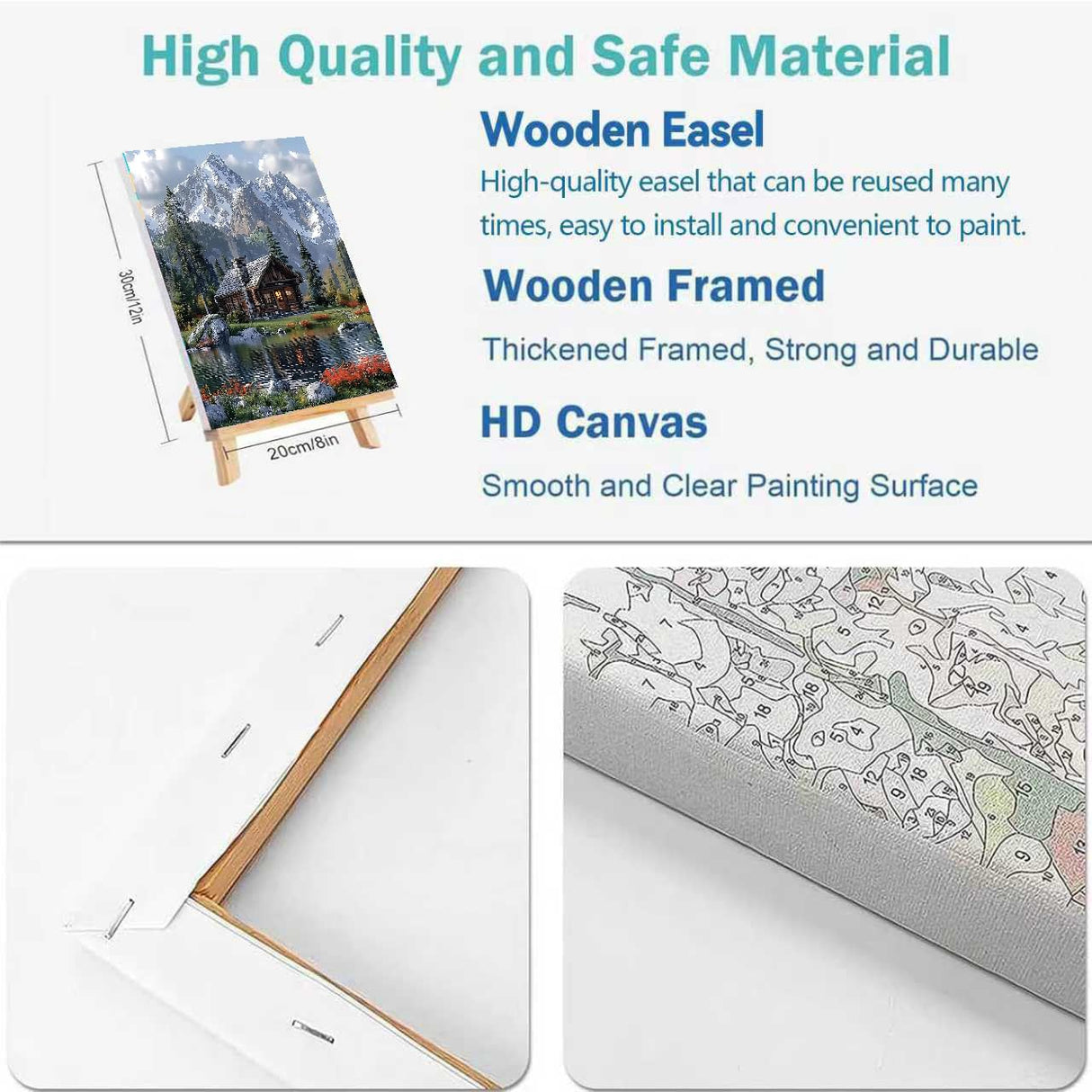 2 Pack Framed Paint by Numbers Kit for Adults - with Wooden Easel, Landscape Paint by Numbers Kit for Adults Framed, DIY Mountain Paint by Numbers with Frame for Home Wall Decor 8x12 Inch askkqtx