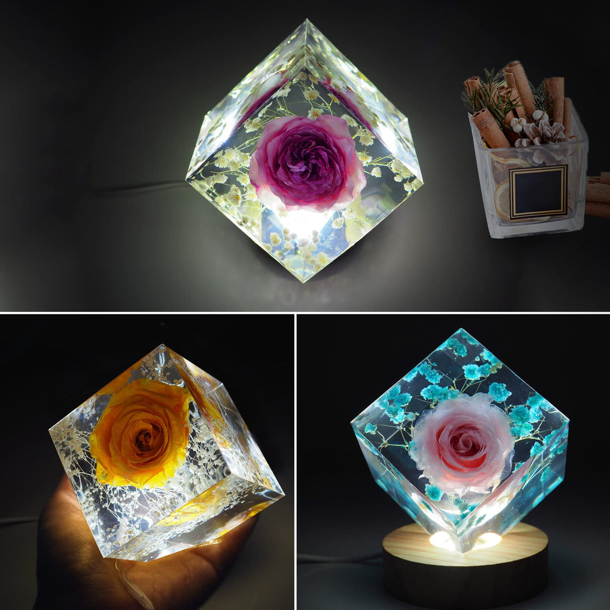 Voaesdk 2Pcs Large Bevel Cube Resin Molds,4.09'' & 3.35'' Square Silicone Resin Molds for Flowers Preservation,Irregular Cube Epoxy Resin Casting Molds for DIY Resin Art Candle Soap Making Home Decor Voaesdk