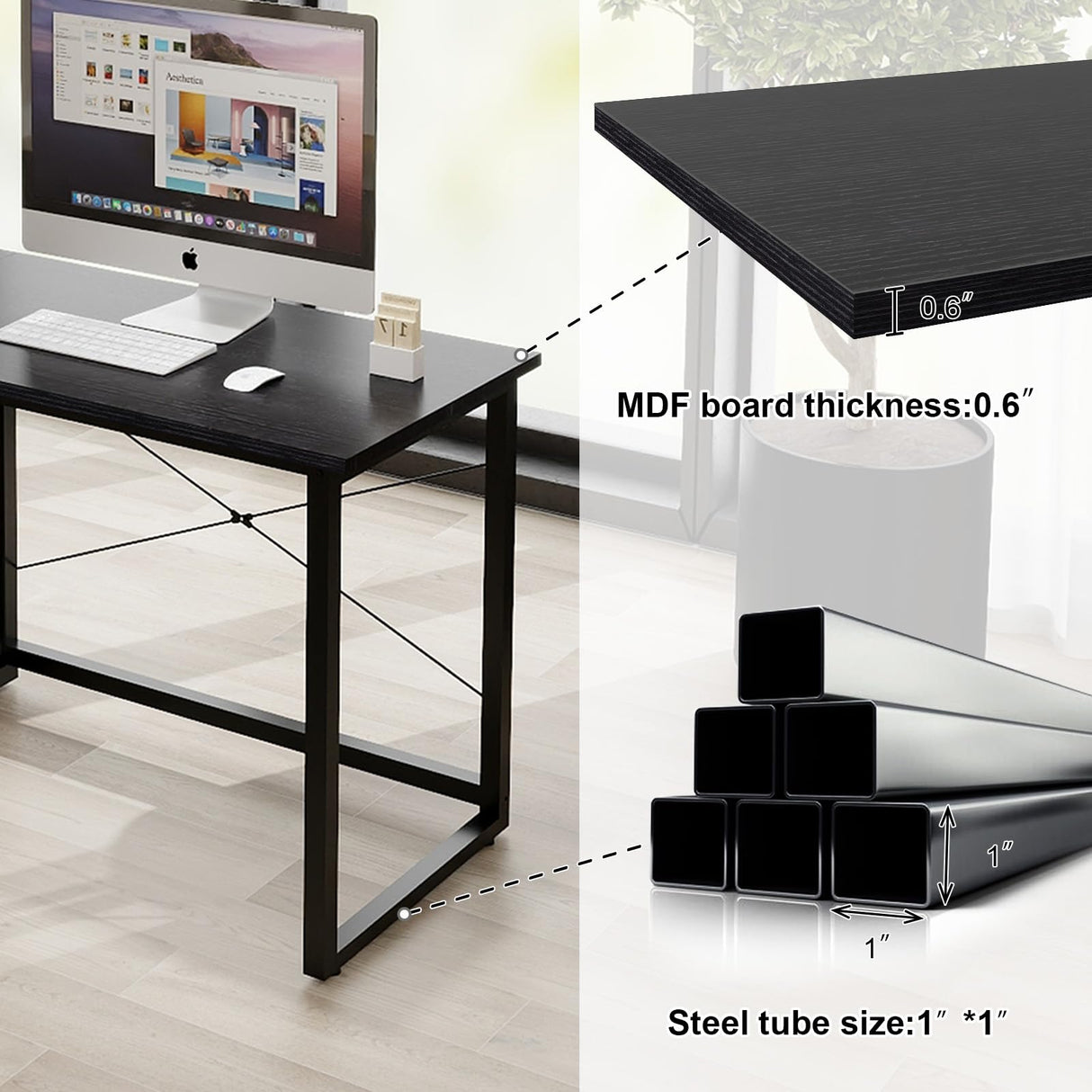 Natwind Two Person Desk with Storage Shelves, 92.5" Double Computer Desk with PC case Stand for Home Office, Home Craft Table Workstation, Heat Press Table, Long Gaming Desk,Black Natwind