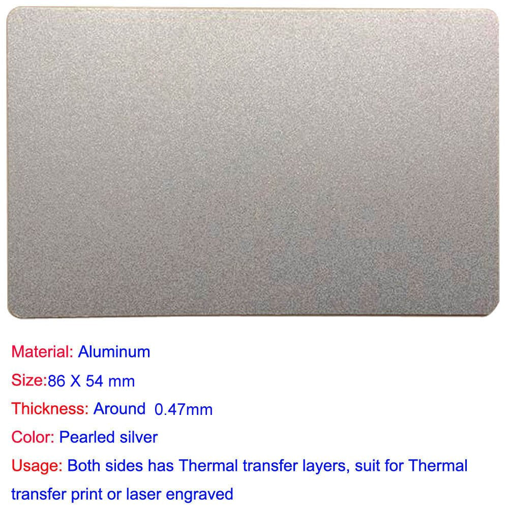 Ebamaz Sublimation Print Metal Business Cards Tablet Thick 86X54mm Pack of 10PCS (Aluminum 0.45mm Thickness, Pearled Silver, Blank) ebamaz